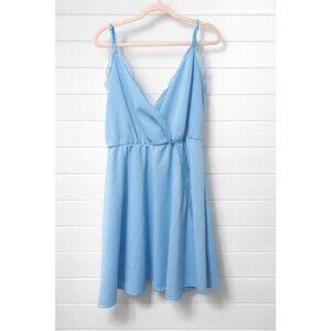 Asos NWT Pale Blue Lace Trimmed  Baby Doll Party Dress 14